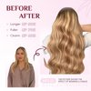 DIYOMO Halo Hair Extensions - Dark Brown to Gold Blonde and Bleach Blonde Halo Hair Extensions Real Human Hair Adjustable Size Removable Secure，Halo Extensions Real Human Hair, 3/8/22 80g 18Inch