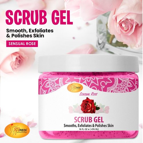 SPA REDI – Exfoliating Scrub Pumice Gel, Sensual Rose, 16 oz - Manicure, Pedicure and Body Exfoliator Infused with Hyaluronic Acid, Amino Acids, Panthenol and Comfrey Extract