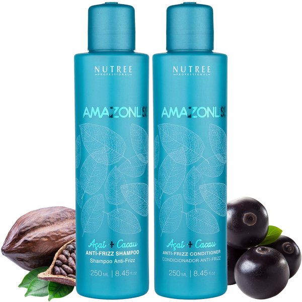 Amazonliss Anti-Frizz Keratin Treatment Set - For Smooth, Soft and Shiny Hair - Prolonged Effect Shampoo and Conditioner 8.45 fl.oz