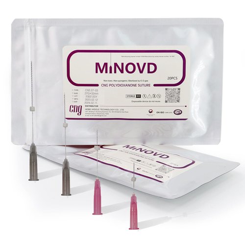 Minovd Pdo Threads for Face Lift, Pdo Screw Threads, 27G50mm 40Pcs, V-Lifting, Professional Anti-Aging