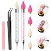 Eudaicful Rhinestone Picker Tool Kit: 2Pcs Rhinestone Picker, Dual-Ended Rhinestones Applicator Dotting Pen with 4 Upgraded Gem-Shape Wax Tips, Tweezer, Clay for DIY Nail Art Salon Home