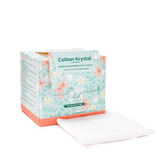 Cotton Krystal 100% Biodegradable Disposable Cotton Face Towels – Super Soft Face Dry Wipes, Hypoallergenic Makeup Remover Wipes, for All Skin Types Incl. Sensitive Skin, Facial Cloths