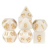 7 Die Polyhedral Dice Set - Forbidden Treasure (White Pearl) with Velvet Pouch by Wiz Dice