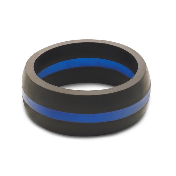 QALO Men's Rubber Silicone Ring, Classic Thin Line Rubber Wedding Band, Breathable, Durable Rubber Wedding Ring for Men, 8.5mm Wide 2.5mm Thick, Blue, Size 14