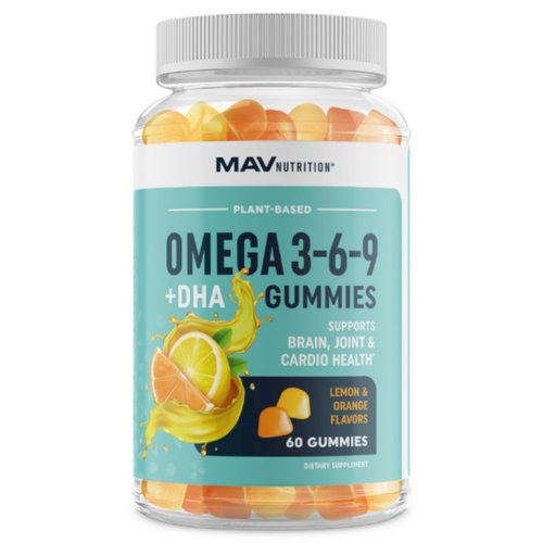 Omega 3 6 9 + DHA Gummies | Plant-Based Triple Omegas from Algae & Chia Seed Oil | with 50mg of DHA | Vegetarian, Non-GMO, Gluten-Free, Essential Fatty Acid Supplements for Adults | 60 Gummies