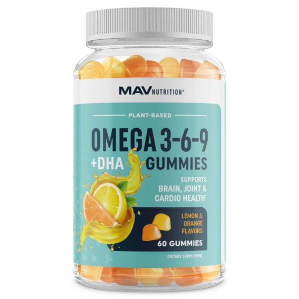 Omega 3 6 9 + DHA Gummies | Plant-Based Triple Omegas from Algae & Chia Seed Oil | with 50mg of DHA | Vegetarian, Non-GMO, Gluten-Free, Essential Fatty Acid Supplements for Adults | 60 Gummies