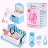 BABESIDE Mini Silicone Baby Dolls, 3 Inch Realistic Newborn Baby Dolls Full Silicone Sleeping Little Baby Dolls Mini Real Life Baby Girl Miniature Baby with Bathroom Toy Set Accessories(Blue)