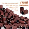Rolybag Sanding Bands for Nail Drill,180 Grit Nail Sanding Bands with Storage Box,Include 100 Brown Fine Grinding Wheel Sand Bands and 2 Pieces Mandrel for Most Size 3/32" Nail Drill Machine