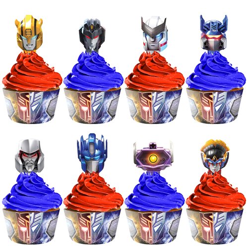 Treasures Gifted Officially Licensed Transformers Cupcake Toppers &amp; Wrappers 24ct - Transformers ...