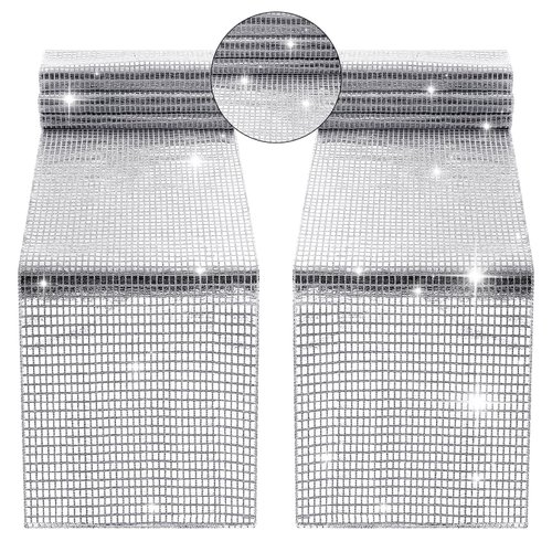 14 x 72 Inch Glitter Disco Party Table Runner 70s Disco Party Table Cover 70s Birthday Party Supplies The 70s Dance Party Disco Theme Party 80s Hip Hop Party Decoration and Supplies for Table (2 Pcs)