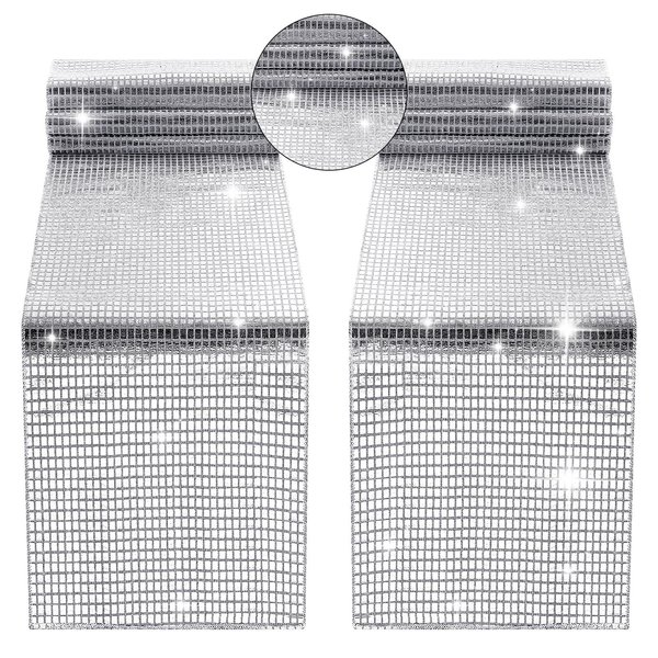 14 x 72 Inch Glitter Disco Party Table Runner 70s Disco Party Table Cover 70s Birthday Party Supplies The 70s Dance Party Disco Theme Party 80s Hip Hop Party Decoration and Supplies for Table (2 Pcs)