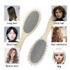 Amirce Wig Brush for Synthetic Wigs, Detangling Wigs Professional Wood Handle Hair Comb Wig Brush Set,WB-1