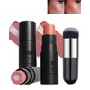 Cream Blush Stick for Cheeks-2Pcs Multi-Use Sandwich Makeup Blush Stick for Eyes Lips Face,Longlasting Tinted Solid Moisturizer Matte Blush, Natural Glow Blendable Smooth Blusher with Brush-02+04
