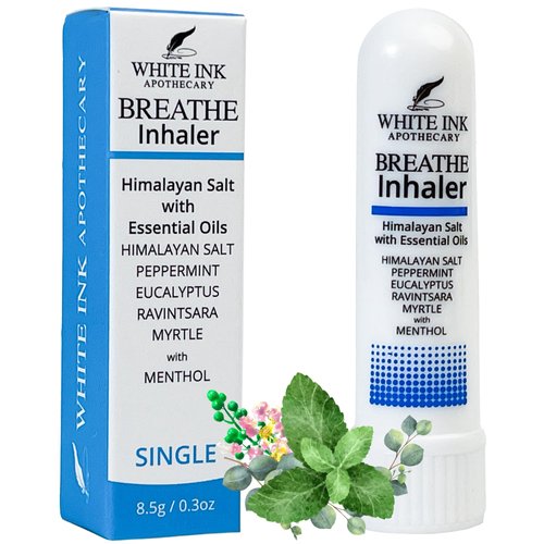 Breathe Better White in-Haler| Pink Himalayan Sea Salt Nasal Inhaler | Congestion, Breathing and Focus | Aromatherapy Sinus Inhaler (1)