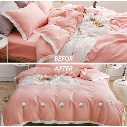 MQUPIN Duvet Pin Duvet Clips 16 Sets, Duvet Cover Pins Comforter Clips with Soft Fabric Material, Double Sided Pin Fasteners for Quilt, Cushions, Curtains - White