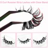 20 Pairs Russian Strip Lashes with Clear Band, D Curl Lash Strips that Looks Like Eyelash Extensions, Cat-Eye Lashes Natural Look Wispy False Eyelashes 4 Styles Volume Curly Lashes Pack by Heracks