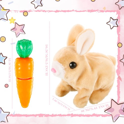 Civaner 2 Pcs Interactive Rabbit Toys Plush Stuffed Walking Bunny Toy with Sounds and Movements Hopping Robotic Toys Easter Gift Present (Rabbit Style)
