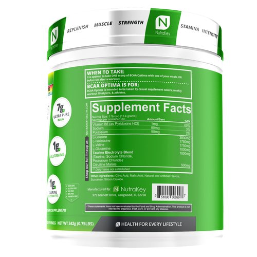 NutraKey BCAA Optima Post Workout Recovery Complex, No Sugar, No Carb, Recovery Aid, Sour Gummy Worms