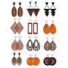 PATISORNA 12 Pairs Wooden Clip on Earrings for Women African Natural Wooden Dangle Earrings Lightweight Drop Earrings Ethnic Statement Drop Earrings Set Style A