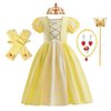 CinheyU Girls Belle Princess Halloween Costume Christmas Cotton Dresses Birthday Party Pageant Cosplay Ball Gown w/Accessories 3T