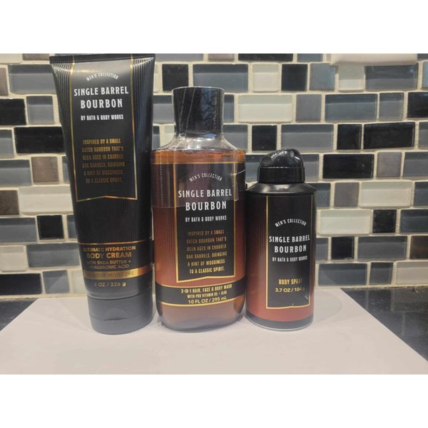 Generic Value Pack bath body works Everyday bodycare Fragrance Mist Body Cream Shower Gel Wash Body Lotion 8 oz each (3 pack, Men's Single Barrel Bourbon)