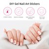 DUKASOU Semi Cured Gel Nail Strips, 28 pcs Gel Nail Stickers Full Nail Wraps, Work with Any UV Lamp, Salon-Quality, Long Lasting, Includes Prep Pads, Nail File & Wood Stick (French)