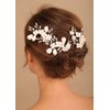Denifery 3PCS Bride White Flower Wedding Hair Pins Clips Rhinestone Silver Bridal Hair Piece Accessories for Women and Girls (Rose Gold)