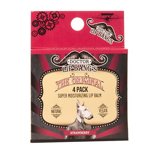 Dr. LIP BANG’S Super Moisturizing Lip Balm | 4 Pack | Strawberry| ALL NATURAL & CRUELTY FREE | 100% VEGAN | FOR DRY & CRACKED LIPS