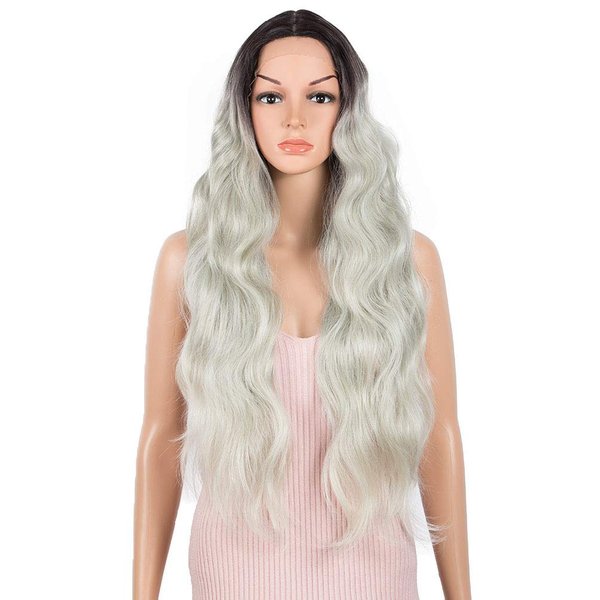 Style Icon 28” Lace Front Wigs Simulated Scalp Wig Body Wave Middle Part Wig Synthetic Wig (Simulated Lace Scalp, TAT 4/STREEL2/56E)