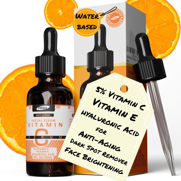 IYASA 5% Vitamin C Serum - Potent Anti-Aging & Skin Brightening Formula with Natural Scent - Boost Collagen, Hydrate & Plump Skin, Dark Spot Reduction, Anti-Wrinkle Facial Serum 30ml