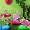 9 Pcs Girl Dinosaur Birthday Party Supplies Pink Dinosaur Honeycomb Centerpiece Table Decorations Happy Dino Volcano Theme Party Table Toppers for Kids Baby Shower Decor