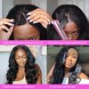 Matthia V Part Wig Body Wave Wigs Upgrade U Part Half Wigs for Black Women, 24inch Black Synthetic Glueless V Part Wig No Leave Out Clip in Extensions Thin Part Wig V Shape Wig Beginner Friendly(1B#)