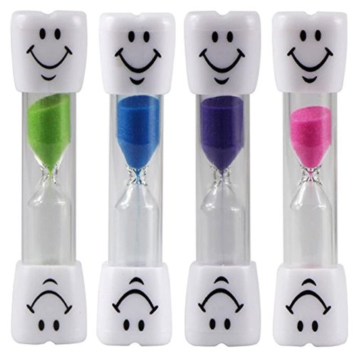 4 Pieces 3 Minute Toothbrush Sand Timer for Kids, Assorted Colors Tooth Shape Timers Plastic Hour...