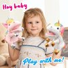 Hopearl Plush Unicorn Hand Puppet with Open Movable Mouth for Imaginative Play, Role Play, Interactive Toy for Storytelling Teaching Puppet Theater, Birthday Gifts for Kids Girls, White, 12''