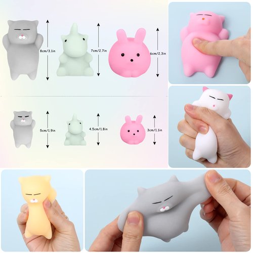 Squishies Mochi Squishy Toy, 6Pcs Jumbo & Mini,Party Favors for Kids Stress Reliever Anxiety Toys,Mini Kawaii Fidget Toys,Pinata Stuffers Filler,Easter Basket Stuffers,Valentines, Sock Stuffers