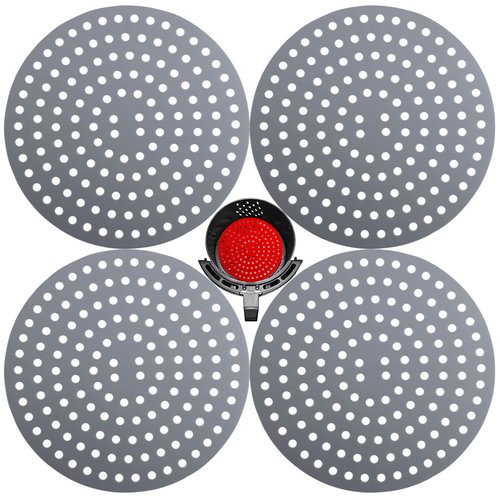 Viwehots Silicone Air Fryer Liners, Dia 8" Air Fryer Silicone Liners, Reusable Air Fryer Liners Pack 4, Airfryer Liners Silicone, Kitchen Air Fryer Accessories, Airfryer Parchment Replacement, Grey