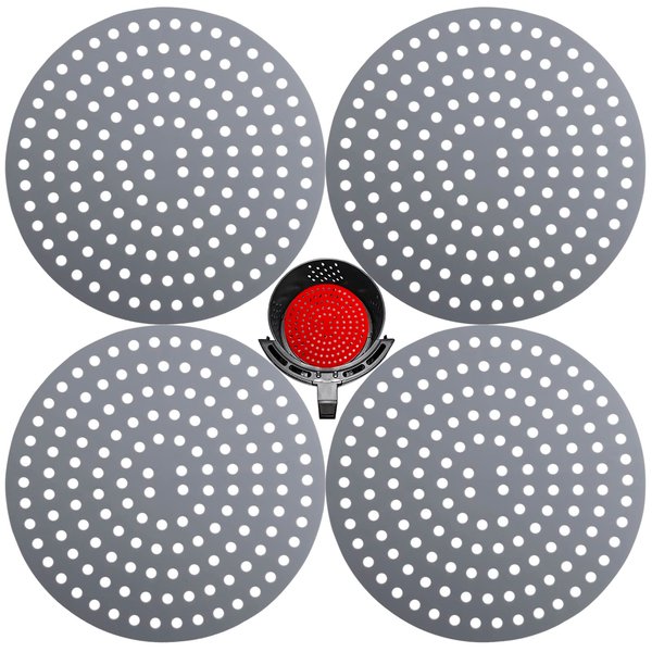 Viwehots Silicone Air Fryer Liners, Dia 8" Air Fryer Silicone Liners, Reusable Air Fryer Liners Pack 4, Airfryer Liners Silicone, Kitchen Air Fryer Accessories, Airfryer Parchment Replacement, Grey