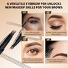 LANGMANNI Eyebrow Pen - Wild Micro-4Tip Prong Lasting Water Eyebrow Pencil, For Effortless & Natural Looking Brows That Last All Day (#2 Brown 2pcs)