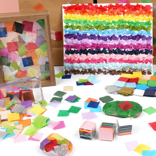 5400 Pcs 1 Inch Tissue Paper Squares, 36 Assorted Colored Tissue Paper for Crafts, Art Rainbow Tissue Paper Bulk for Art Projects, Collage, Suncatchers, Scrapbooking - Non Bleeding