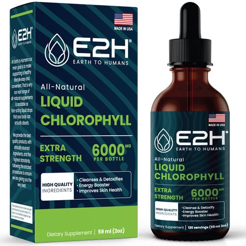 E2H Chlorophyll Liquid Drops - All-Natural Flavored Energy Booster, Immune System Support and Int...