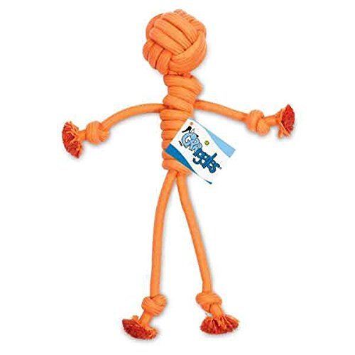 Grriggles Ruff Rope Knot Dog Toy Orange Stick Figure Man Shape Chew Toys for Dogs 20" Long