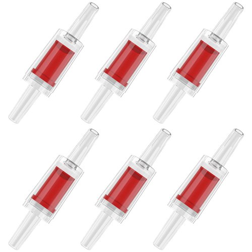 Pawfly 6 PCS Aquarium Check Valves for Common Air Pumps Red Plastic 1-Way Non-Return Valves Pump Protectors for Standard 3/16 Inch Airline Tubing Fish Tank Accessories for Aeration Setup