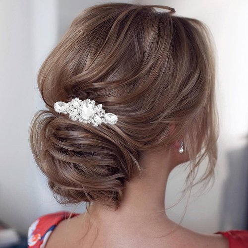 Foyte Wedding Hair Comb Silver Rhinestone Headpiece Crystal Hair Piece Bridal Hair Accessories Bride Hair Side Comb for Women and Brides