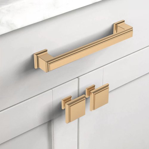 Asidrama 10 Pack Champagne Bronze Kitchen Cabinet Knobs Square Brushed Brass Dresser Knobs Drawer Knobs Gold Cabinet Hardware Zinc Knobs for Dresser Drawers