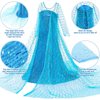 G.C Girls Elsa Dress Costume Princess Dress Up Clothes with Long Cape Kids Toddler Wig Crown Wand Jewelry Necklace Accessories Halloween Cosplay Birthday Party Supplies