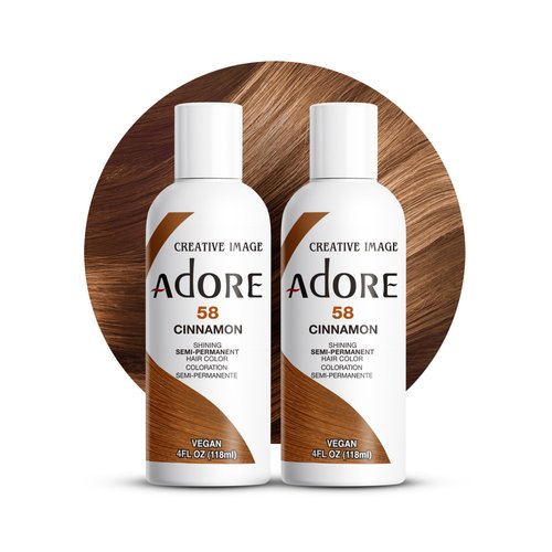 Adore Semi Permanent Hair Color - Vegan and Cruelty-Free Hair Dye - 4 Fl Oz - 058 Cinnamon (Pack of 2)