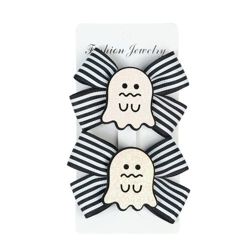 Halloween Hair Bow Pumpkin bat Spider Ghost hairpin Halloween Party Hair Accessories. (Ghost)