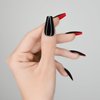 Hypnaughty 30 Pcs Revenge Coffin Black Glossy Press On Nails With Bright Matte Red Underneath & Nail Kit With Glue (Revenge Coffin)