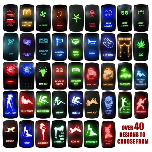 50 Caliber Racing Rocker Switch ON/Off LED Backlit Orange "Whip Lights" UTV, Auto 20A 12V (5359B4 Orange)