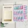 Ombre Press on Nails Medium Coffin Fake Nails Macaron Color Gradient False Nails With Glitter Designs Full Cover Stick on Nails Reusable Acrylic Artificial Nails Glue on Nails for Women 24Pcs